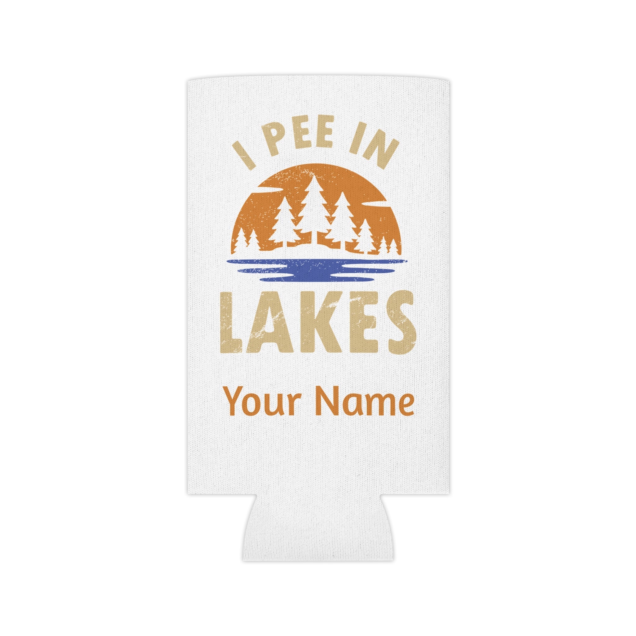 Can Cooler - Skinny - I Pee In Lakes Retro Sun