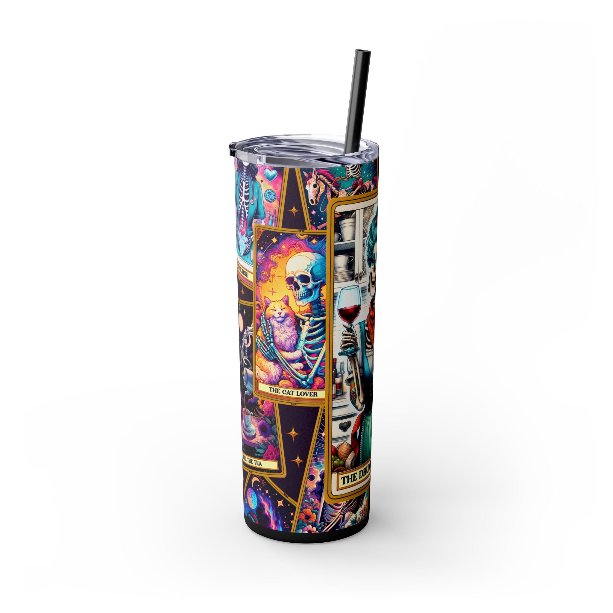 The Drunk Housewife 2 Skinny Steel Tumbler with Straw, 20oz