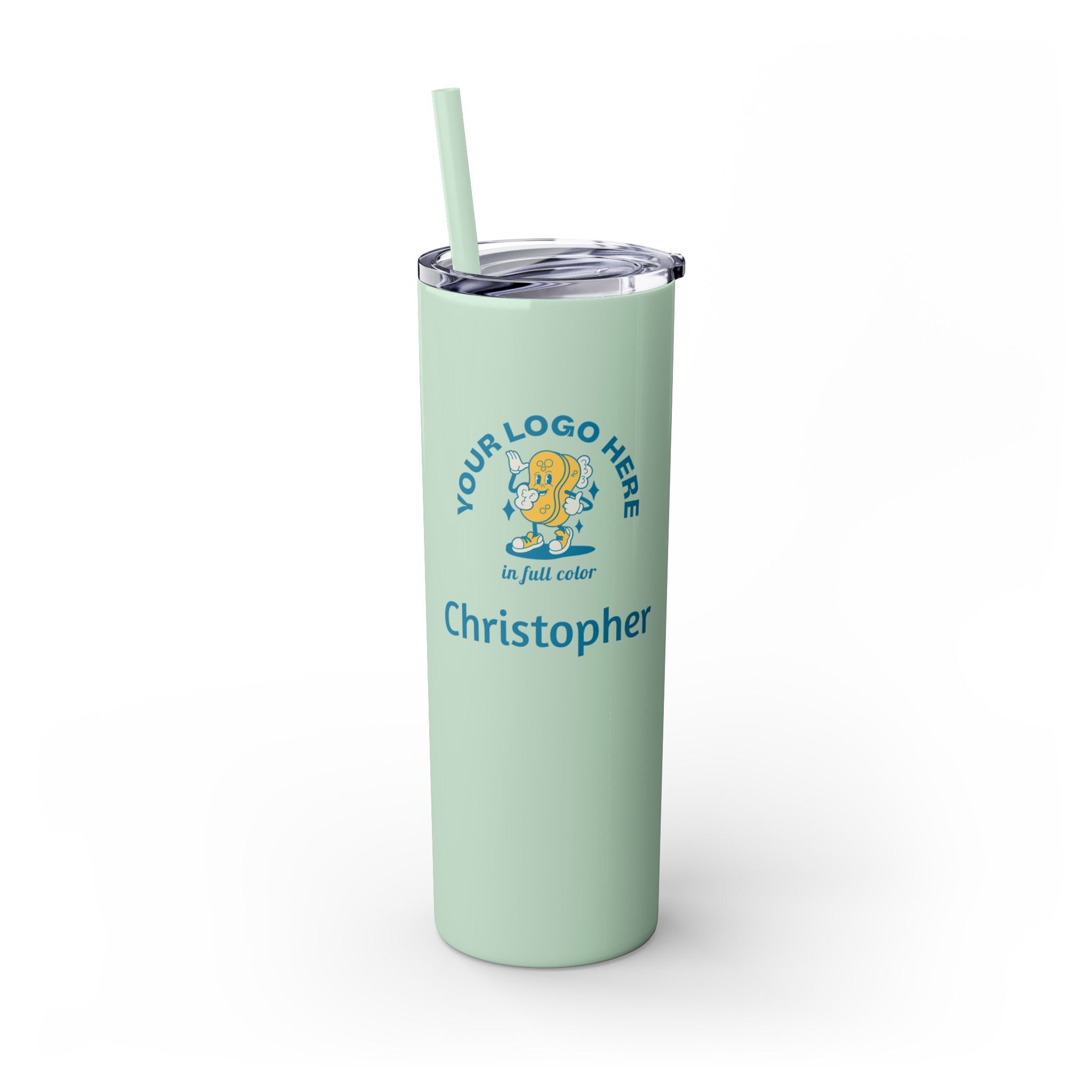 Personalized Skinny Tumbler with Straw - 20oz - Your Logo, Your Brand