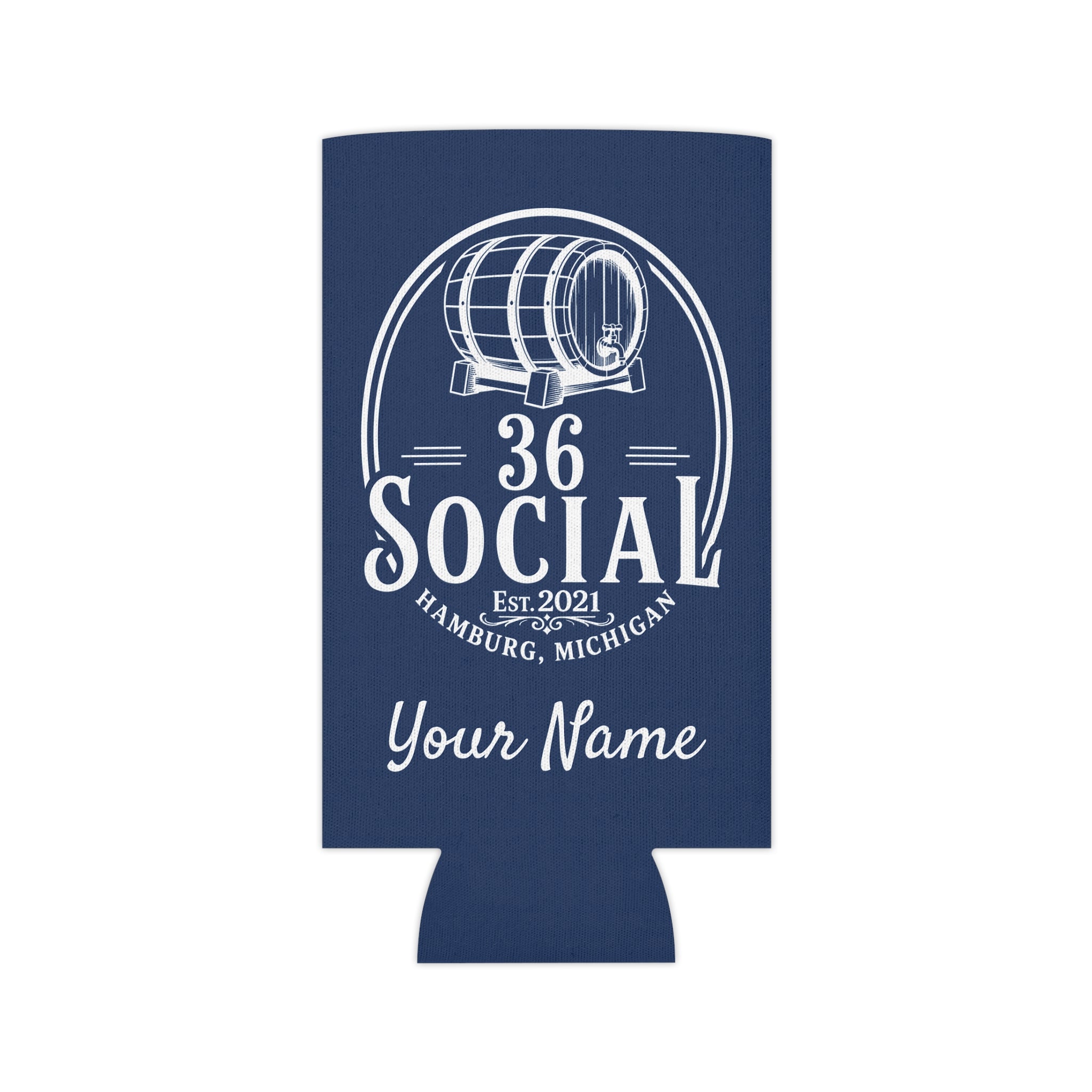 36 Social Logo 2 SL Can Cooler - Skinny - Dark Blue (Satisfy)