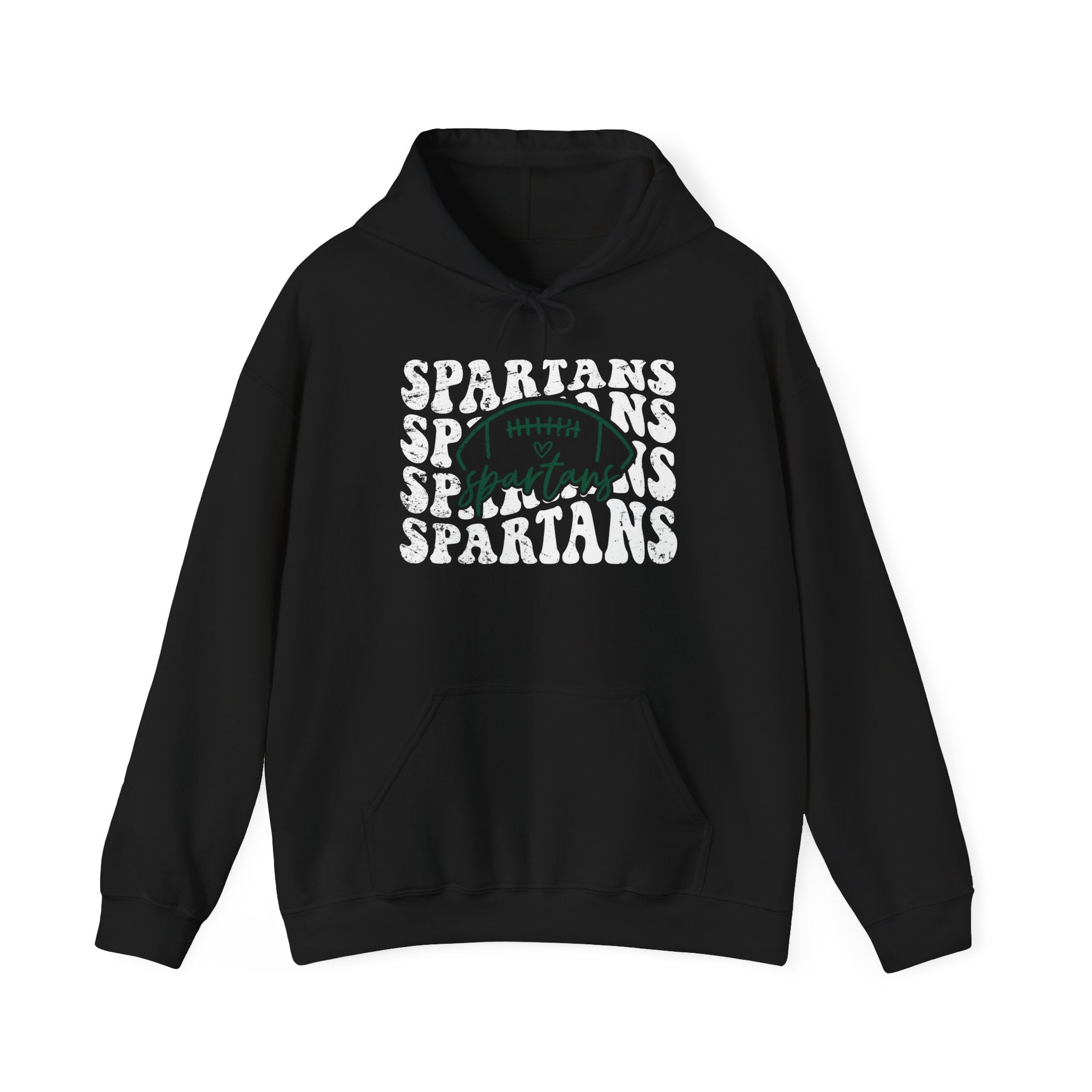 Spartans Football White & Green Hoodie - Unisex