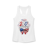 Ribbon Bow 250th Anniversary 1776 2026 Patriotic Americana Basic Racerback Tank Top - Women's