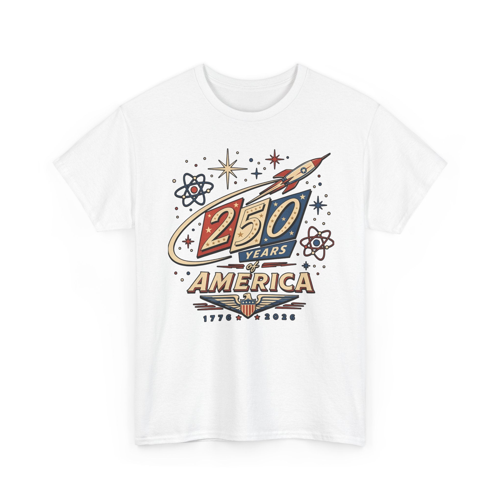 Rocket Space 250 Years America Retro Patriotic Americana Basic T-Shirt - Unisex