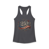 Elegant Ribbon 250th Anniversary Vintage Patriotic Americana Basic Racerback Tank Top - Women's