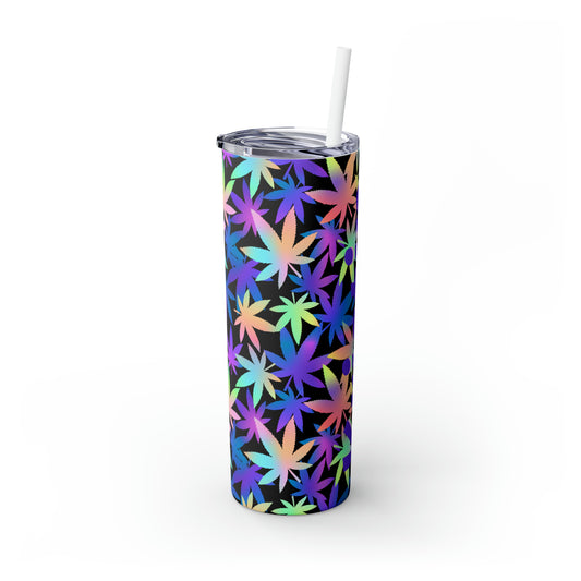 Cannabis Personalized Skinny Steel Tumbler with Straw, 20oz