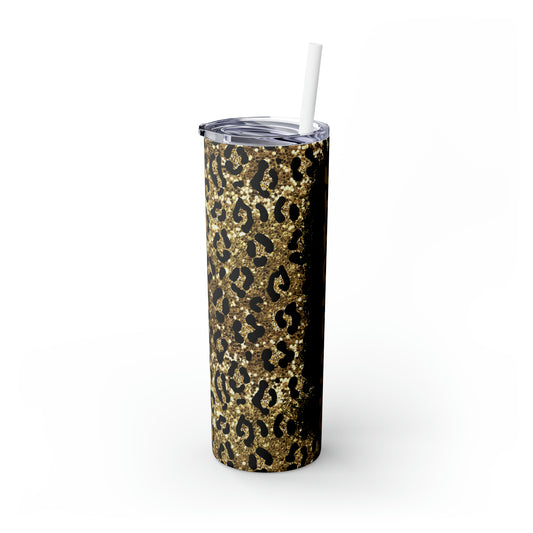 Leopard Personalized Skinny Steel Tumbler with Straw, 20oz