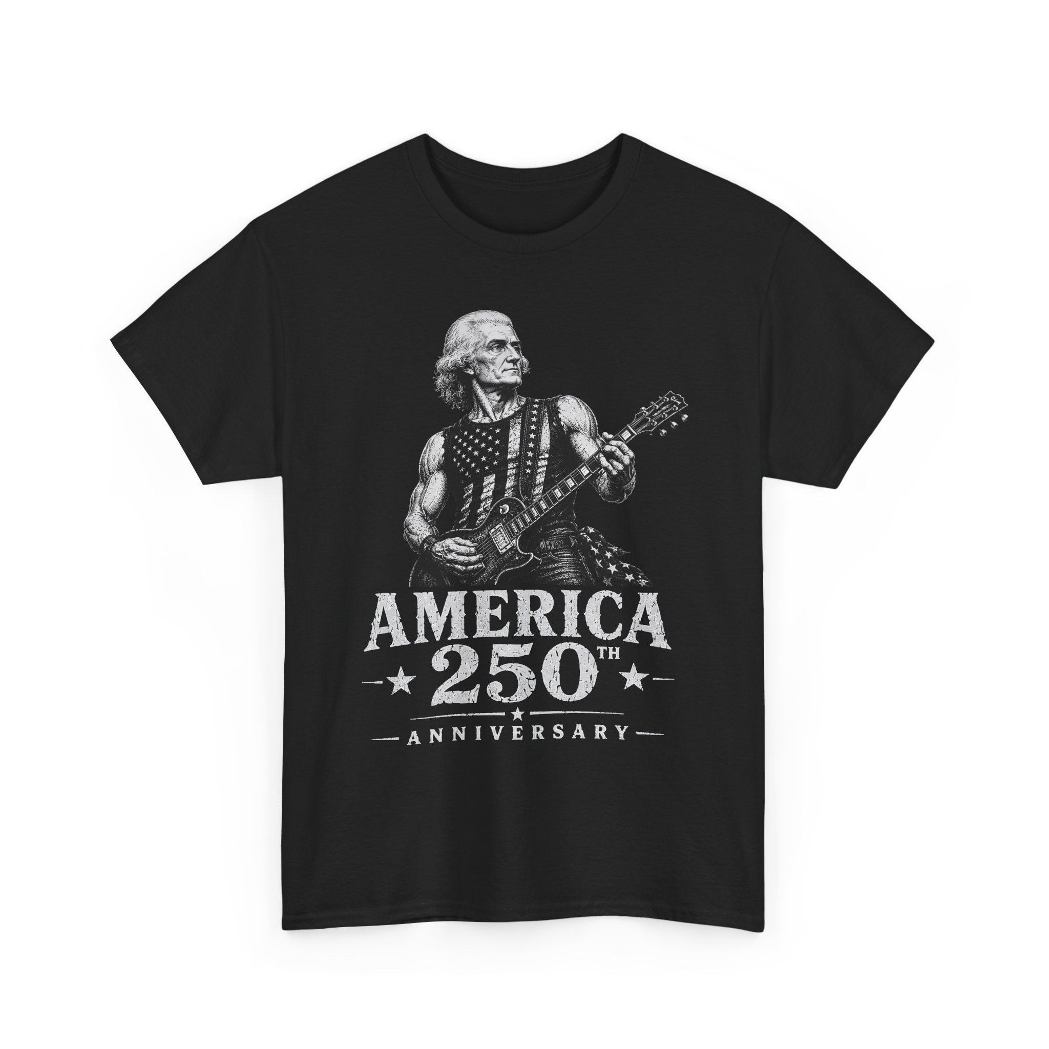Rock Guitar Soldier America 250 Distressed Patriotic Grunge Basic T-Shirt - Unisex