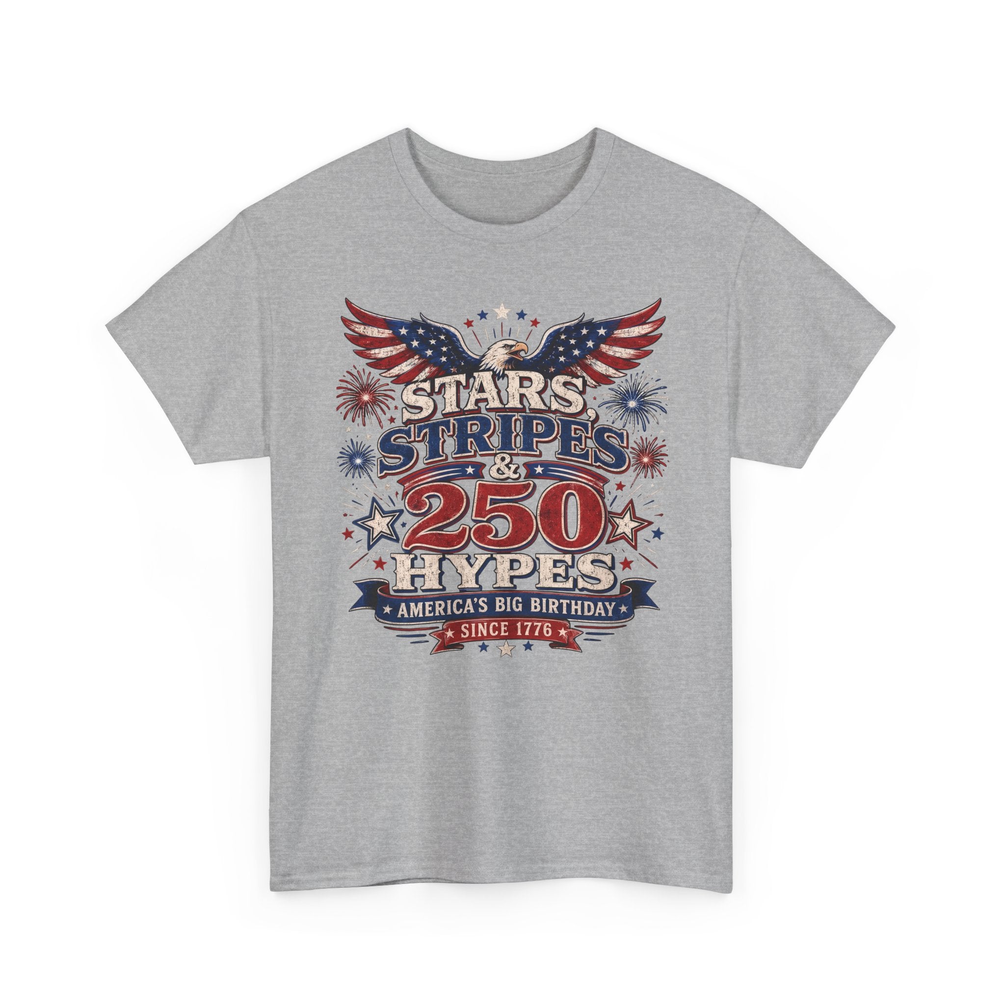 Stars Stripes Hypes 250th Anniversary Retro Patriotic Basic T-Shirt - Unisex