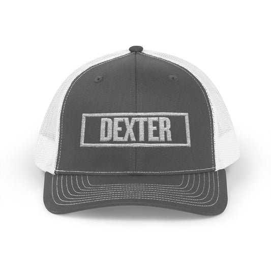 Dexter Bold & Square White Embroidery Trucker Cap