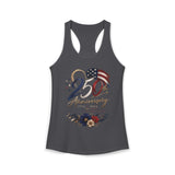 Floral Flag 250 Anniversary 1776 2026 Patriotic Americana Basic Racerback Tank Top - Women's