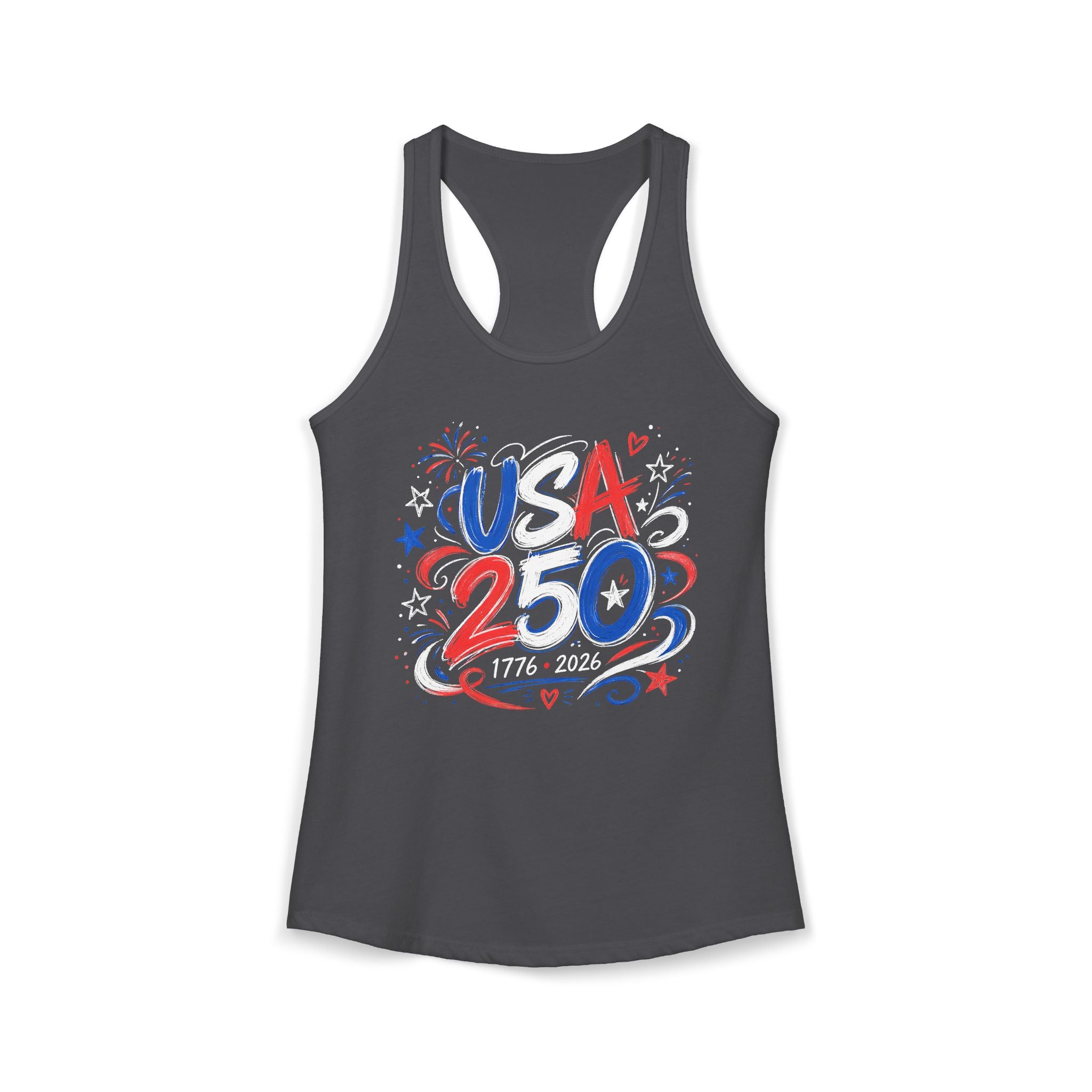 Bold Brush USA 250 Anniversary Patriotic Americana Basic Racerback Tank Top - Women's
