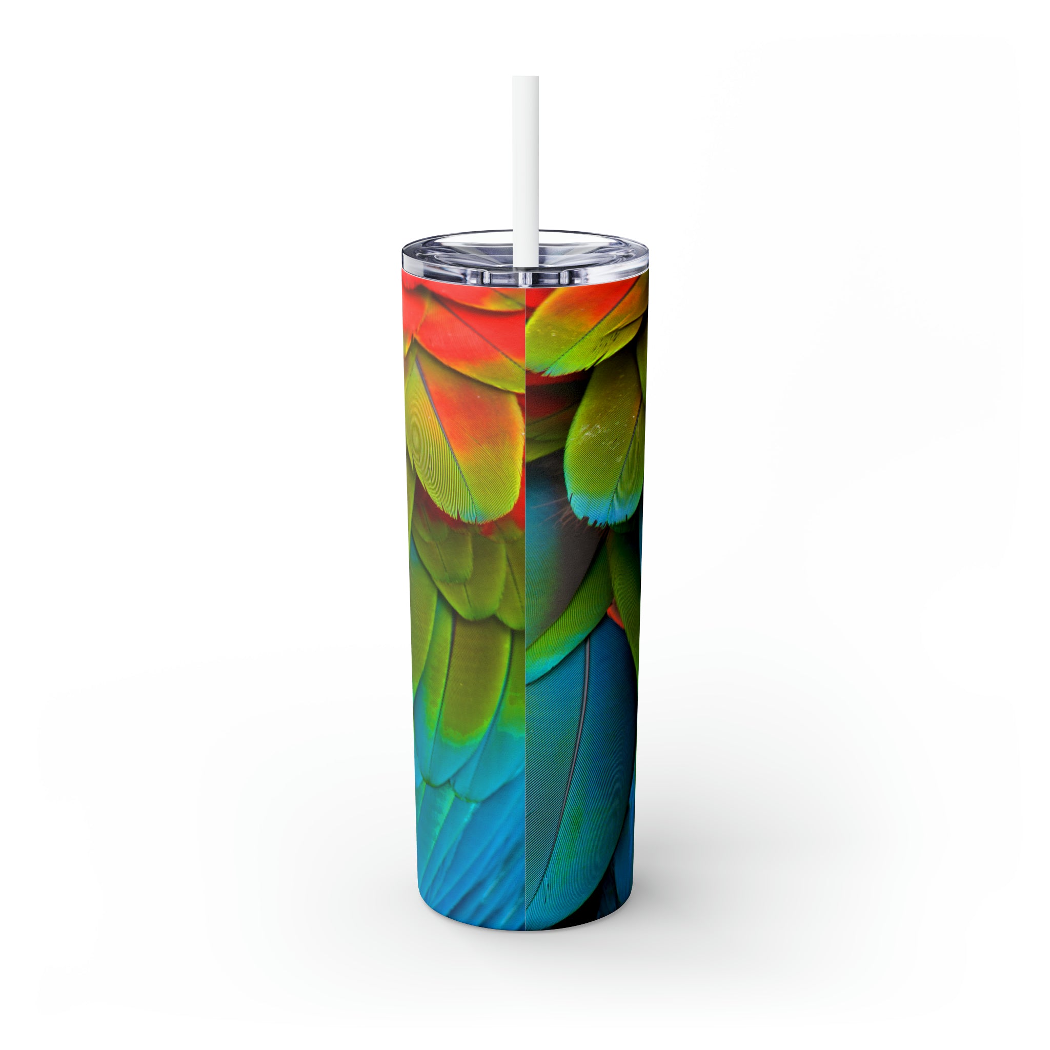 Bird Feathers Skinny Steel Tumbler with Straw, 20oz