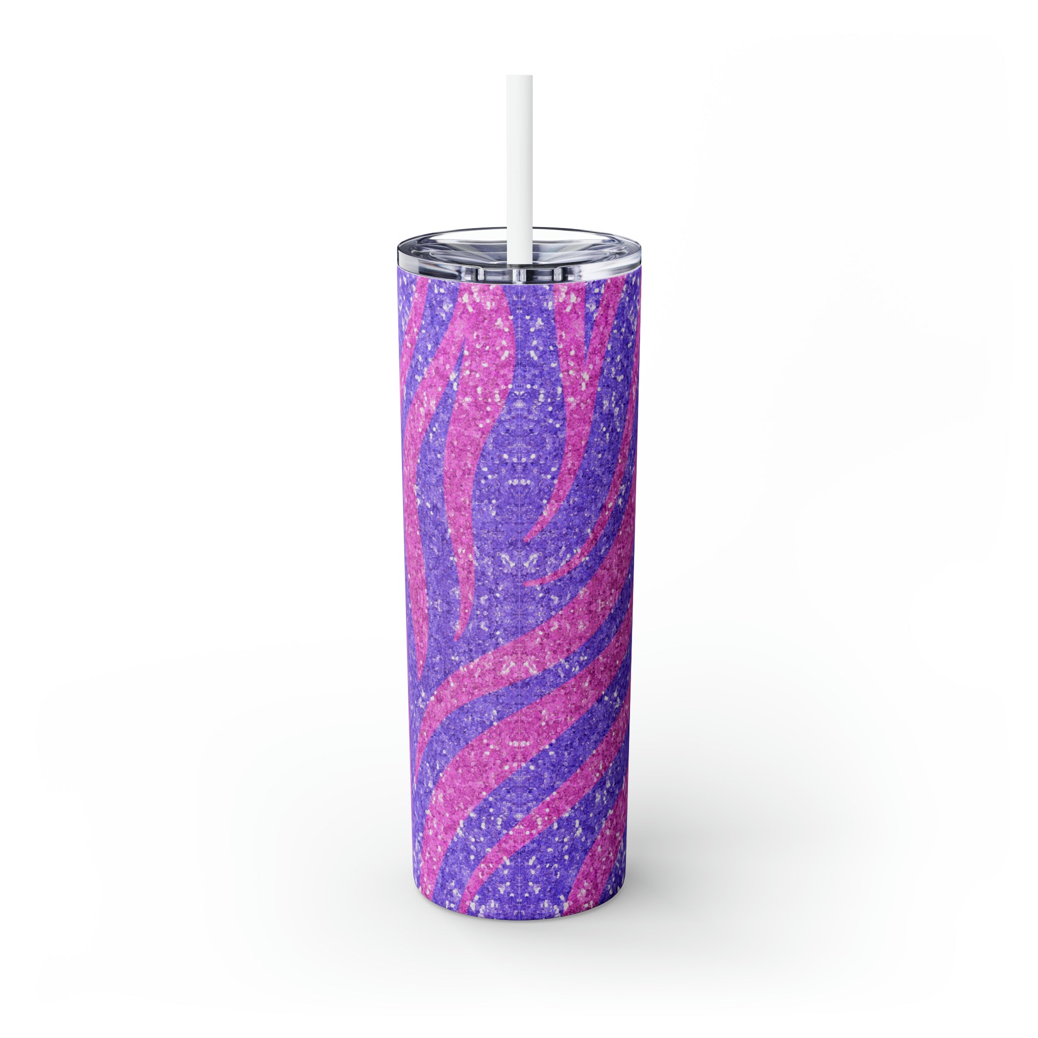 Zebra Personalized Skinny Steel Tumbler with Straw, 20oz