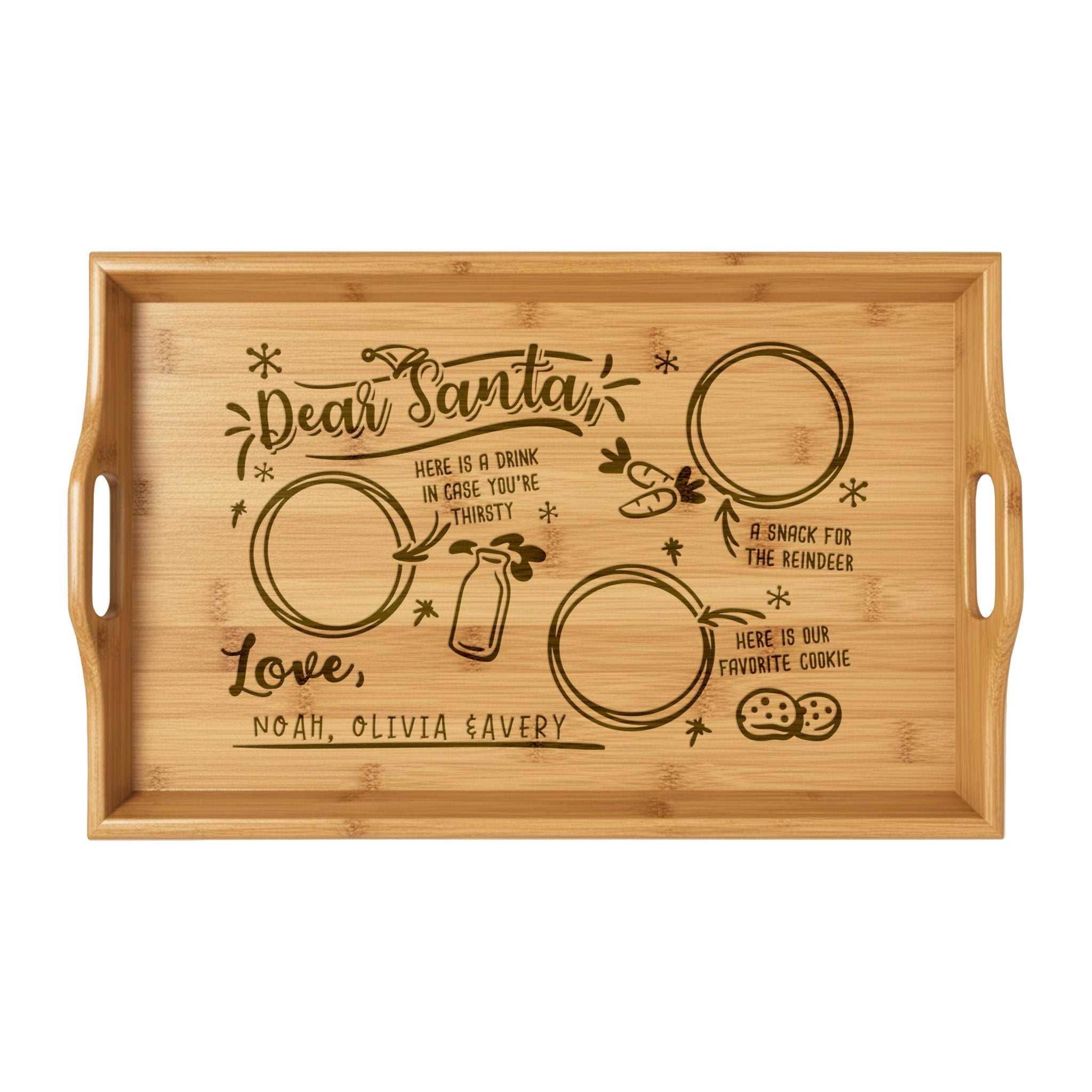 Dear Santa Personalized Engraved Bamboo Serving Tray