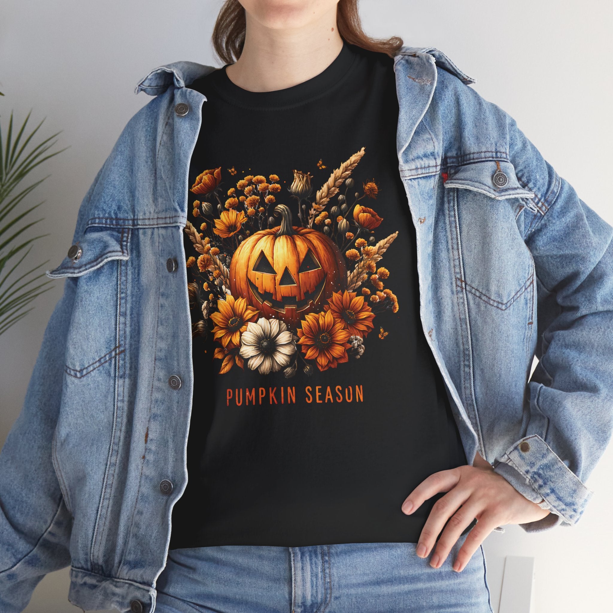 Pumpkin Season Flowers Basic T-Shirt - Unisex