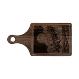 Santa Sleigh Flying Moon Engraved Wooden Cutting Board Paddle w Handle