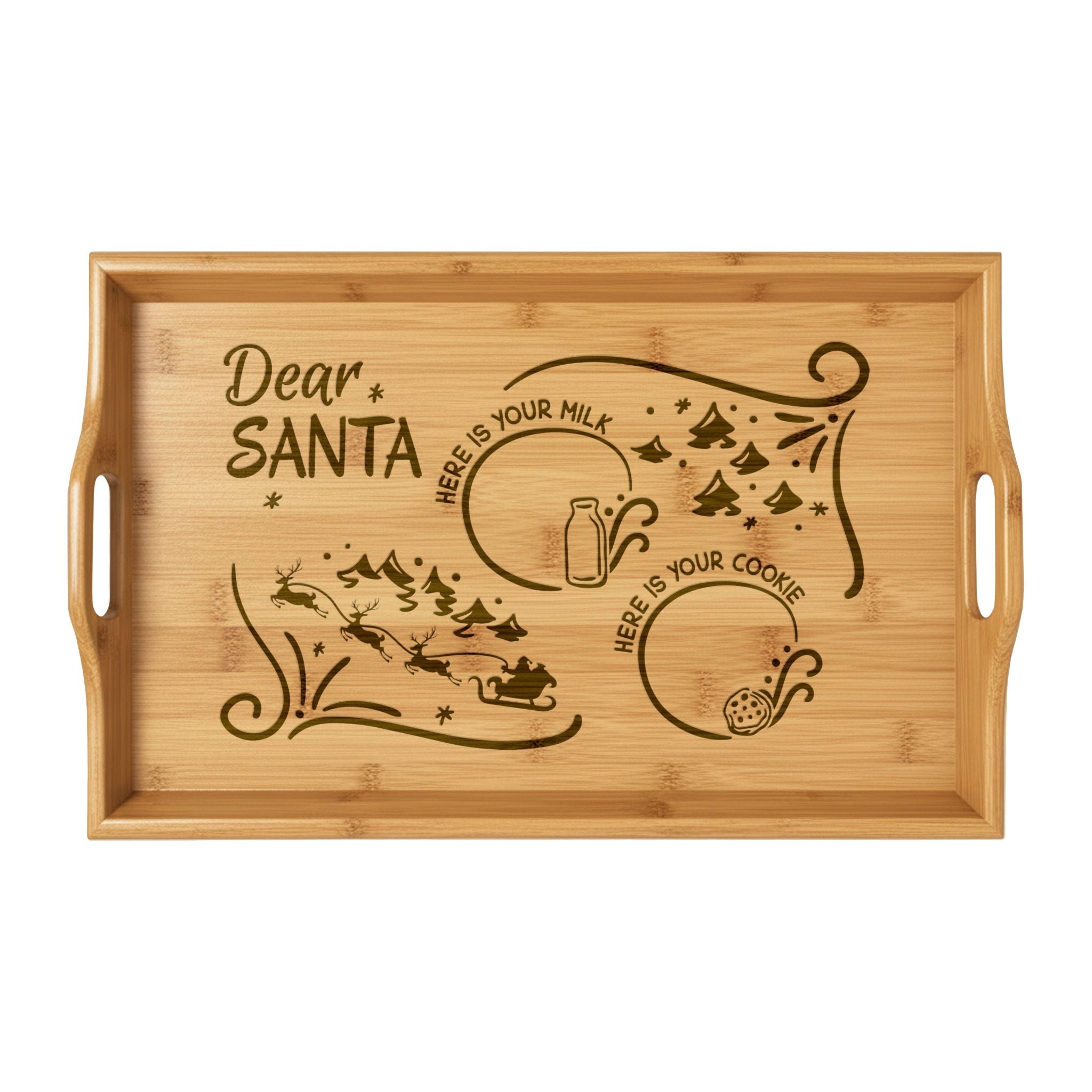 Dear Santa Engraved Bamboo Serving Tray