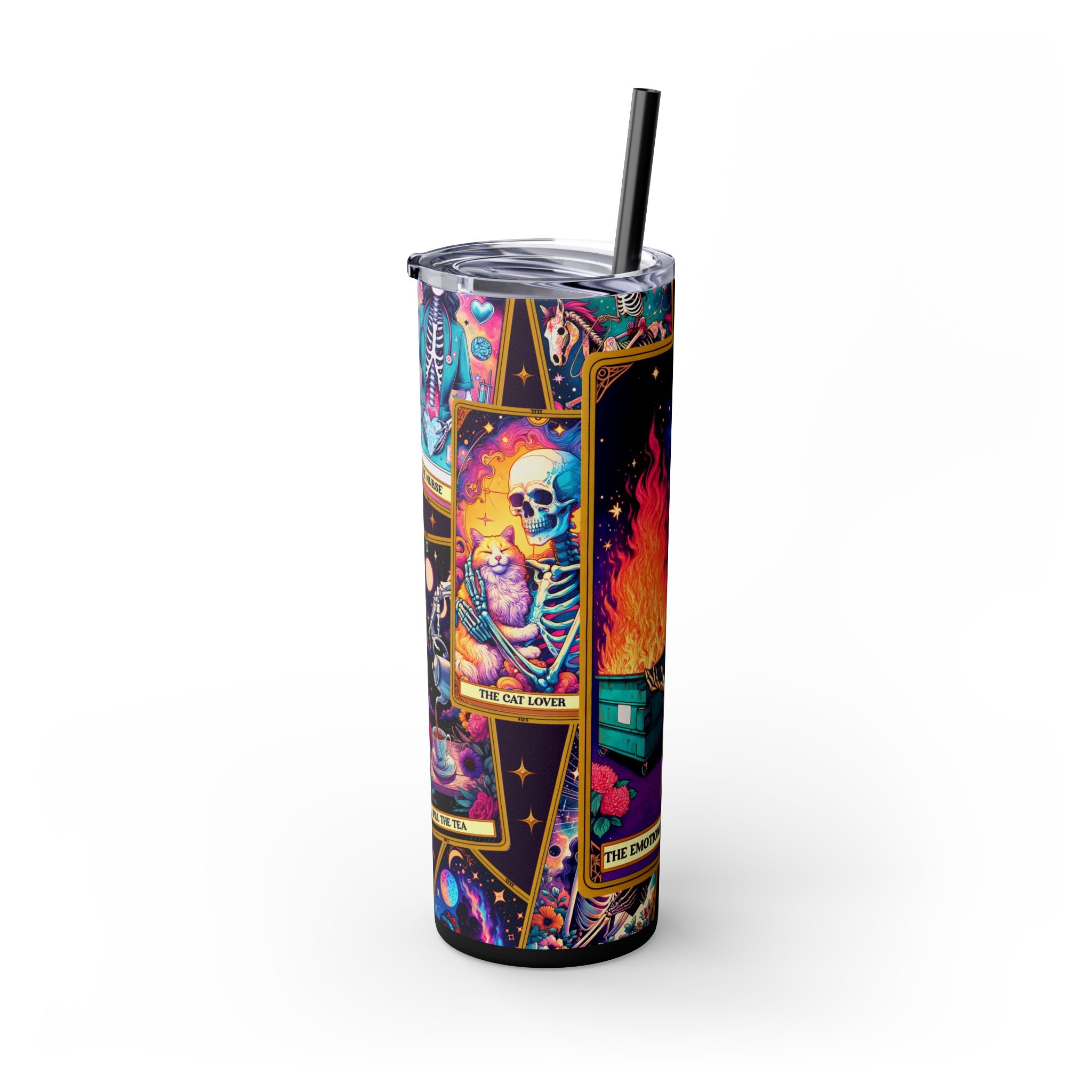 The Emotional Dumpster Fire 2 Skinny Steel Tumbler with Straw, 20oz