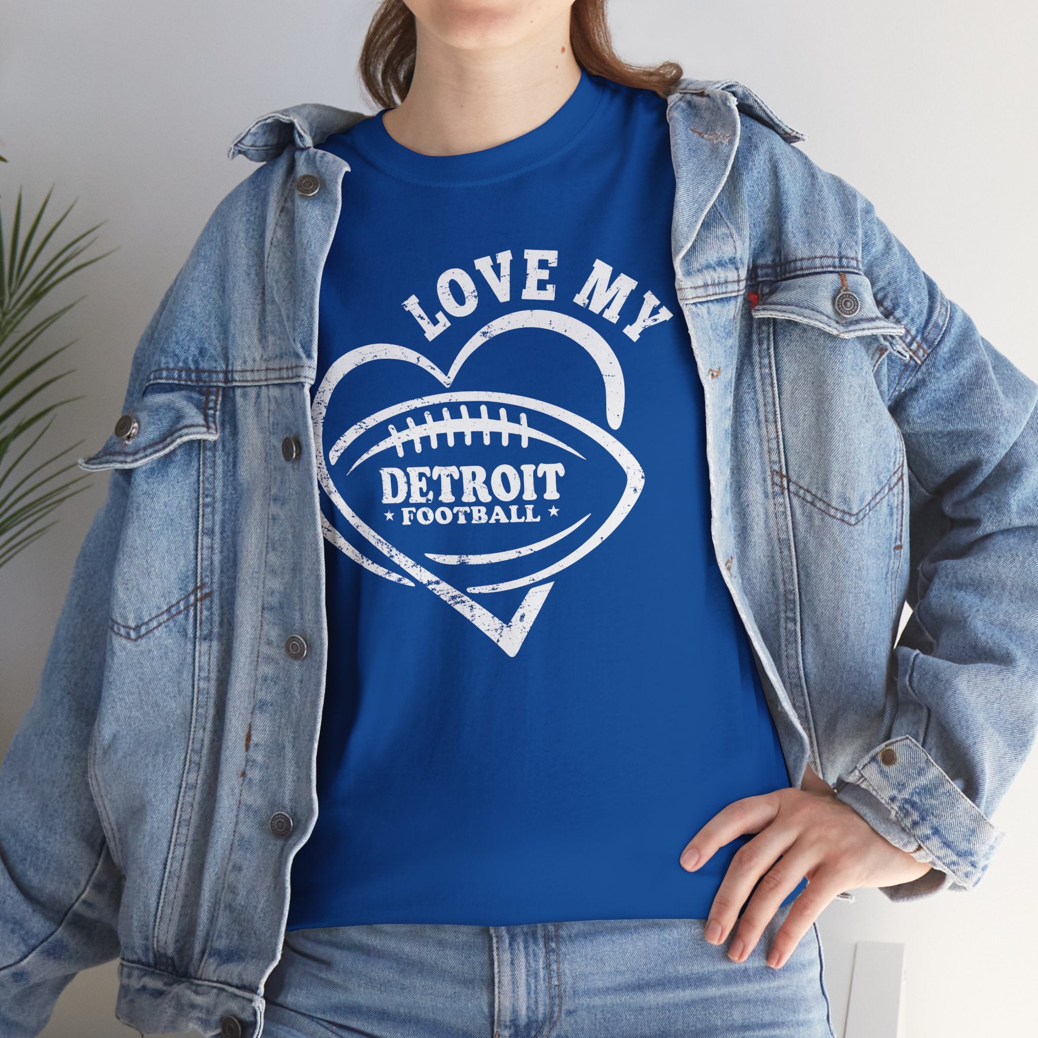 Love Detroit Football White Basic T-Shirt - Unisex