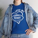 Love Detroit Football White Basic T-Shirt - Unisex
