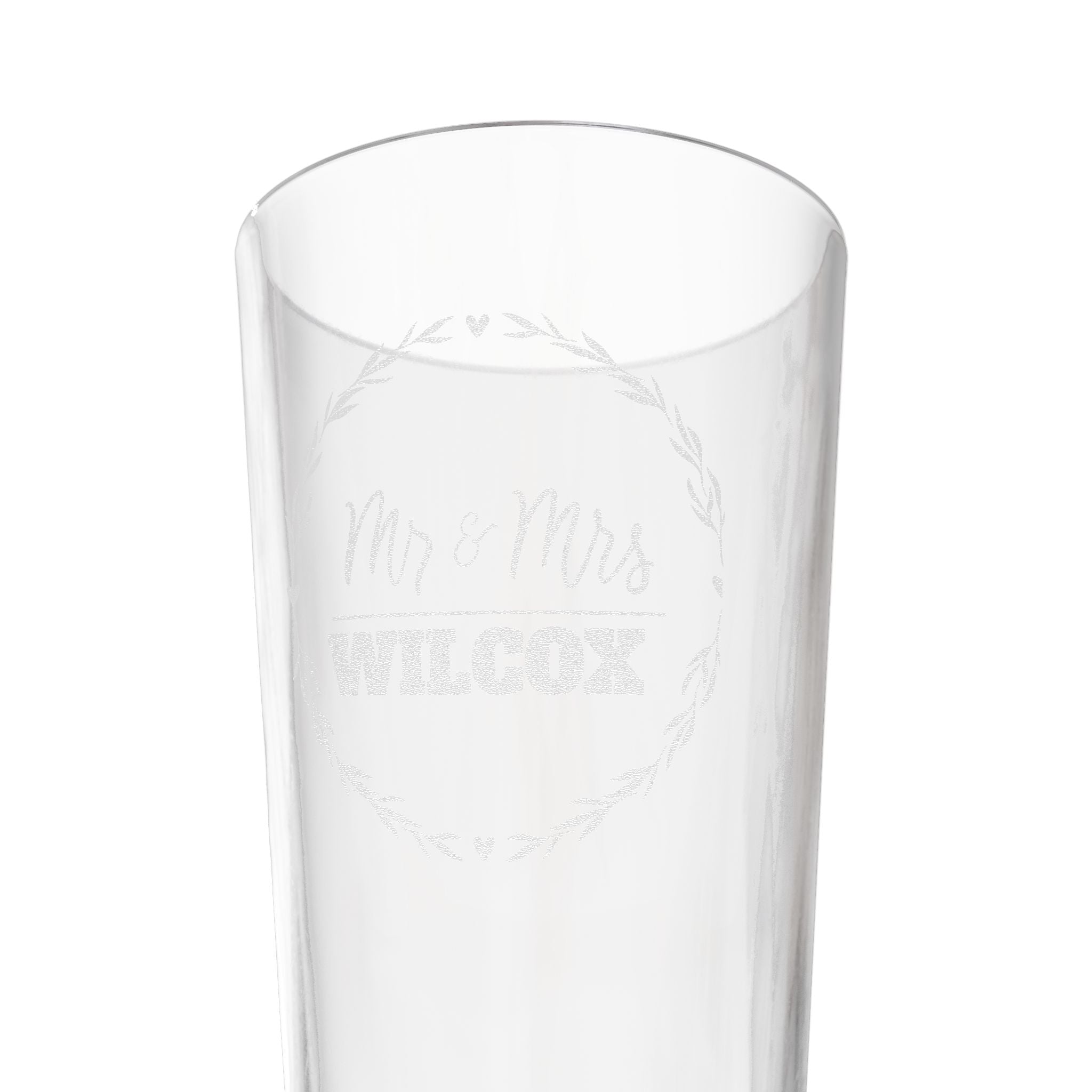 Mr & Mrs Name Personalized Engraved 16oz Pint Mixing Glass