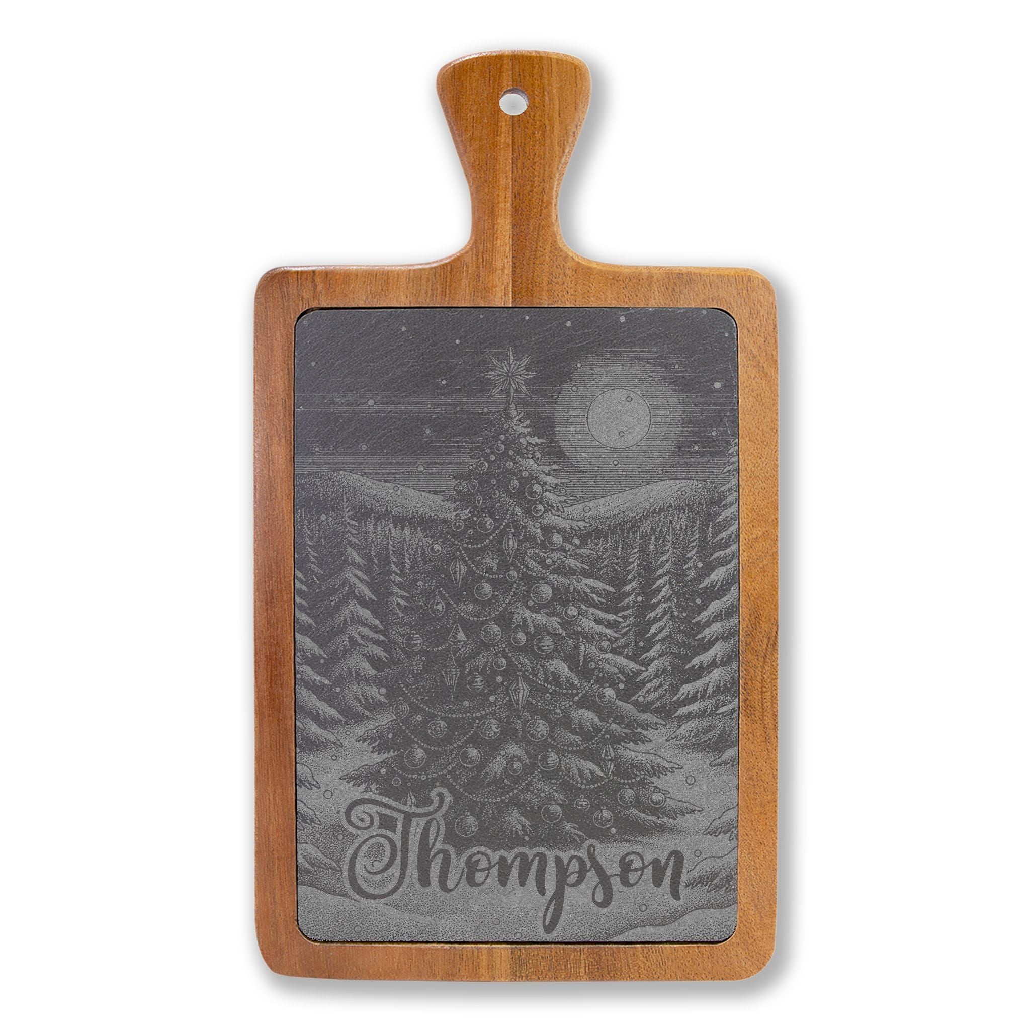 Christmas Tree Personalized Engraved Slate Charcuterie Board with Handle