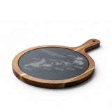 Huron River Chain of Lakes Engraved Round Charcuterie Board with Handle