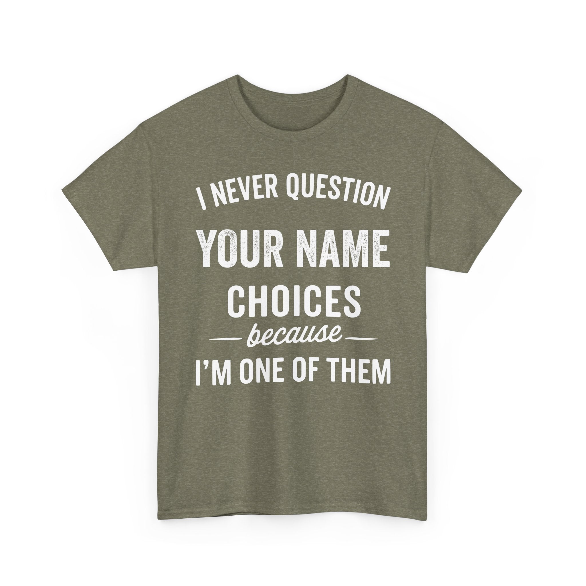 I Never Question NAME Basic T-Shirt - Unisex Personalized