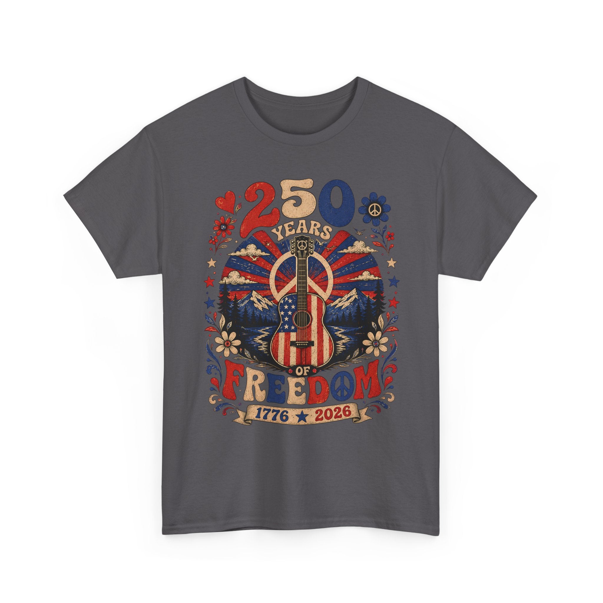 Peace Guitar Freedom 250th Anniversary Retro Americana USA 250 Basic T-Shirt - Unisex