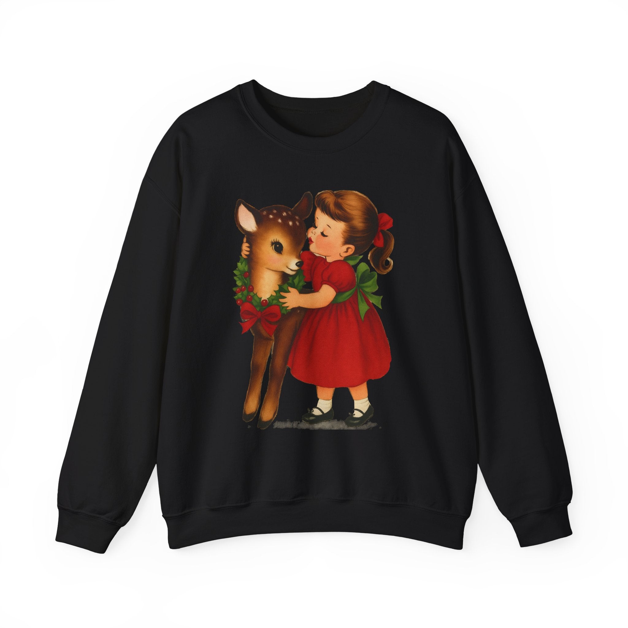 Girl Hugging Fawn Crewneck Sweatshirt - Unisex