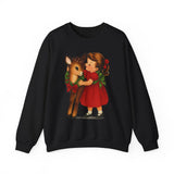 Girl Hugging Fawn Crewneck Sweatshirt - Unisex