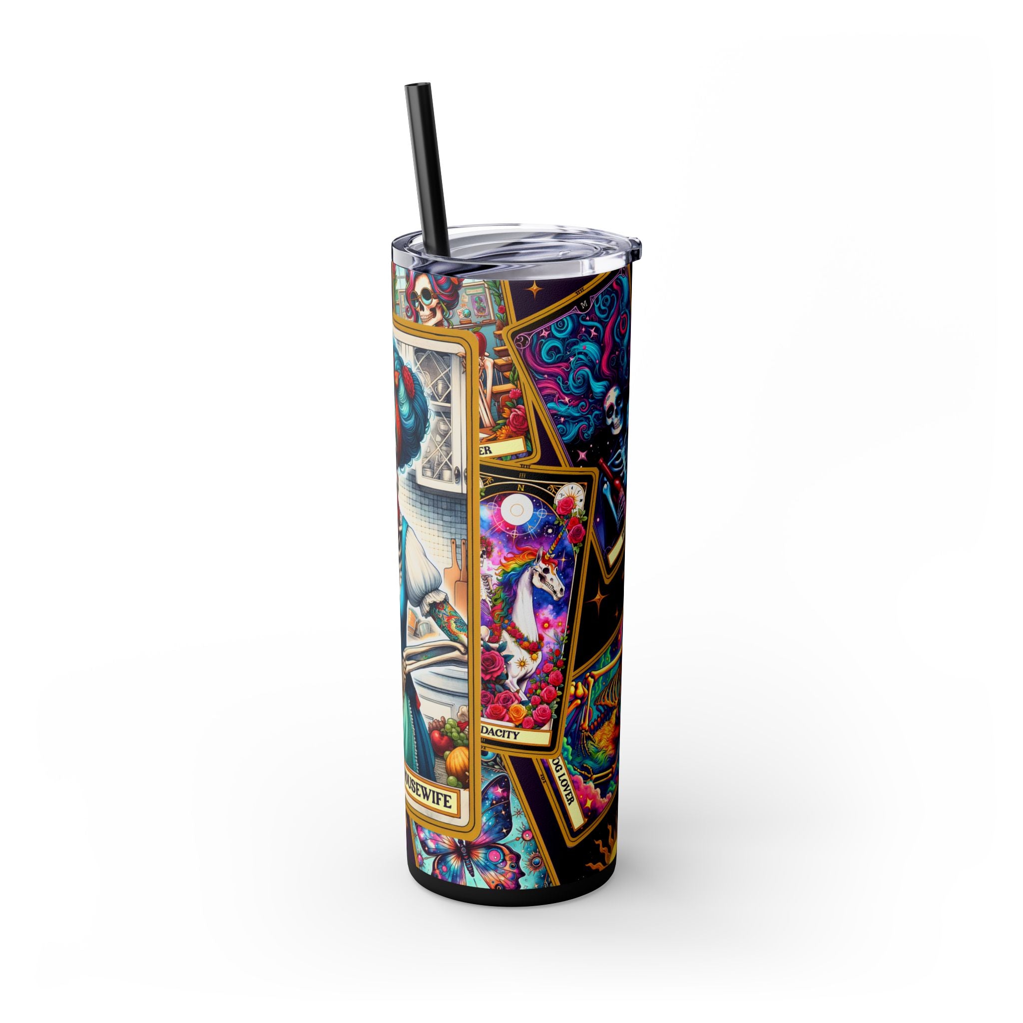 The Drunk Housewife 2 Skinny Steel Tumbler with Straw, 20oz