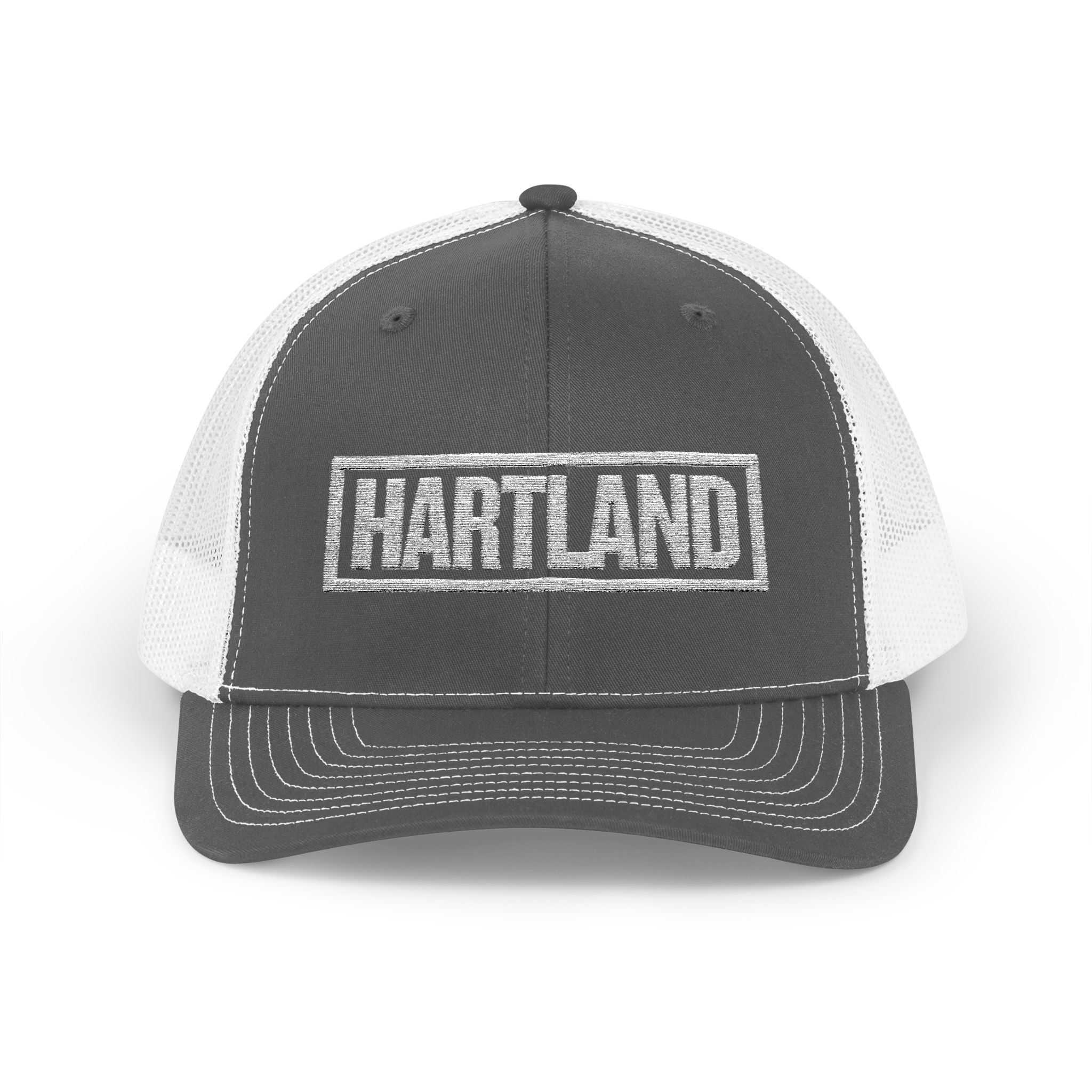 Hartland Bold & Square White Embroidery Trucker Cap