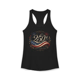 Elegant Ribbon 250th Anniversary Vintage Patriotic Americana Basic Racerback Tank Top - Women's