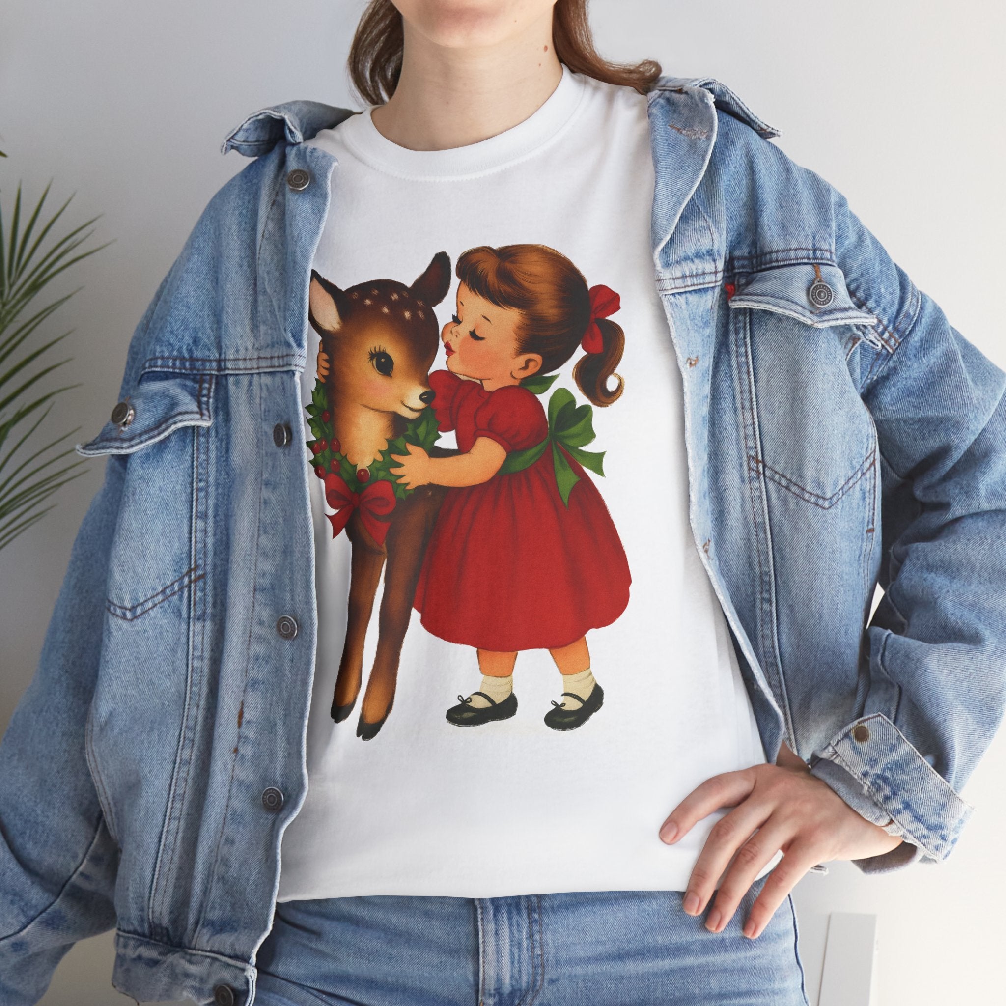 Girl Hugging Fawn Basic T-Shirt - Unisex