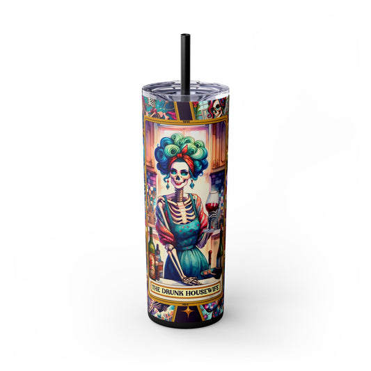 The Drunk Housewife 1 Skinny Steel Tumbler with Straw, 20oz