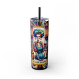 The Drunk Housewife 1 Skinny Steel Tumbler with Straw, 20oz