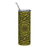 Cuss Words Black & Yellow Skinny Steel Tumbler with Straw - 20oz