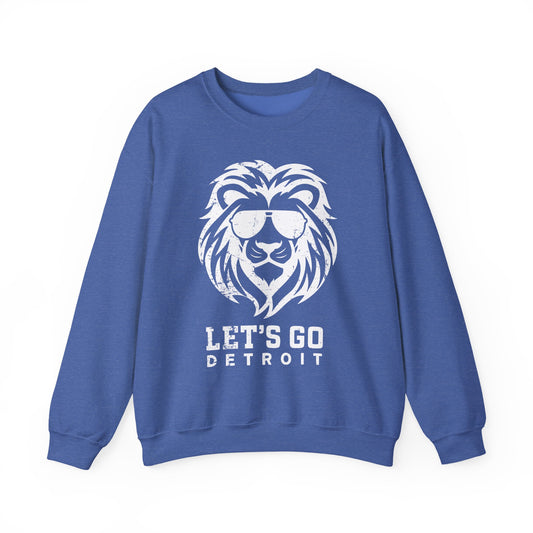 Let's Go Detroit Lion White Crewneck Sweatshirt - Unisex