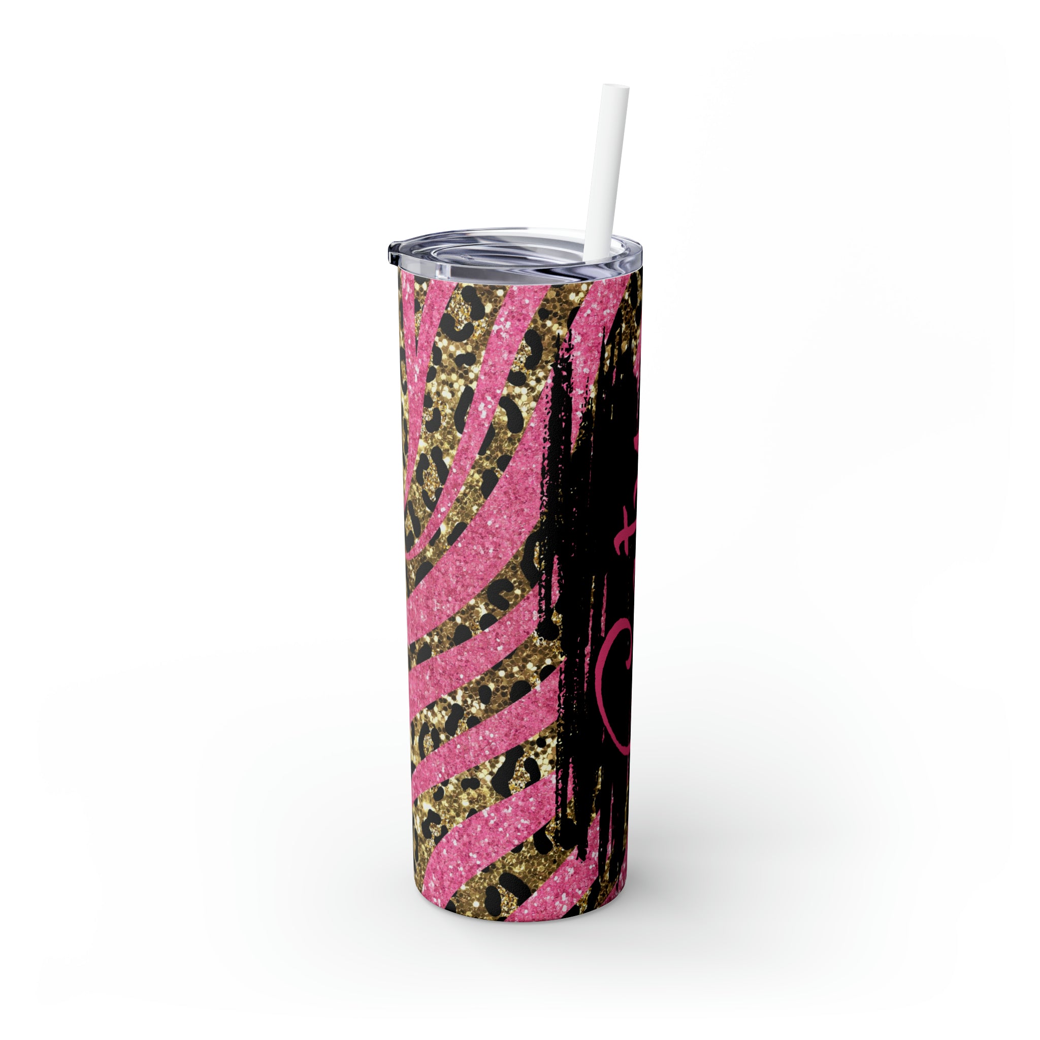 Zebra Personalized Skinny Steel Tumbler with Straw, 20oz