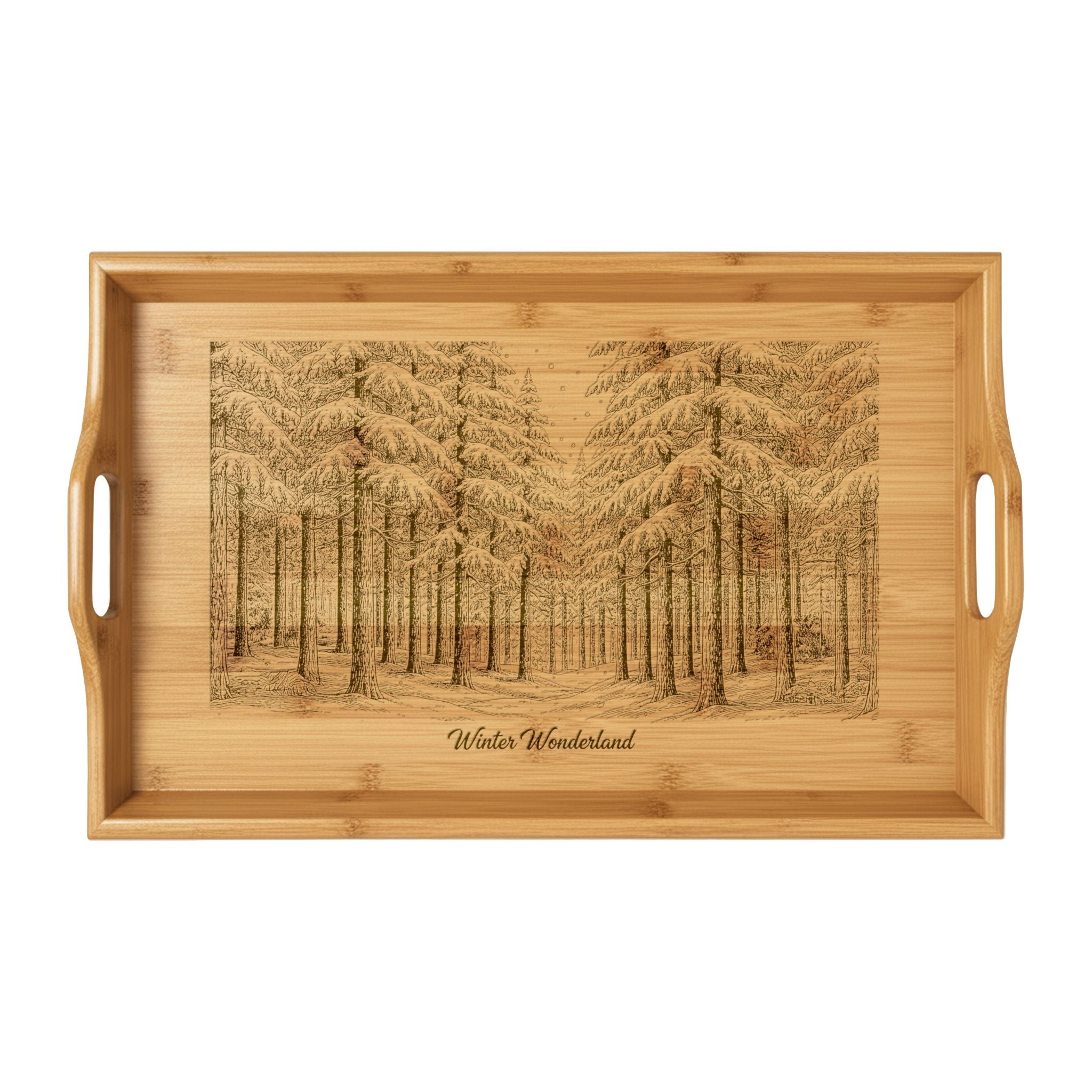 Winter Wonderland Forest Engraved Bamboo Serving Tray
