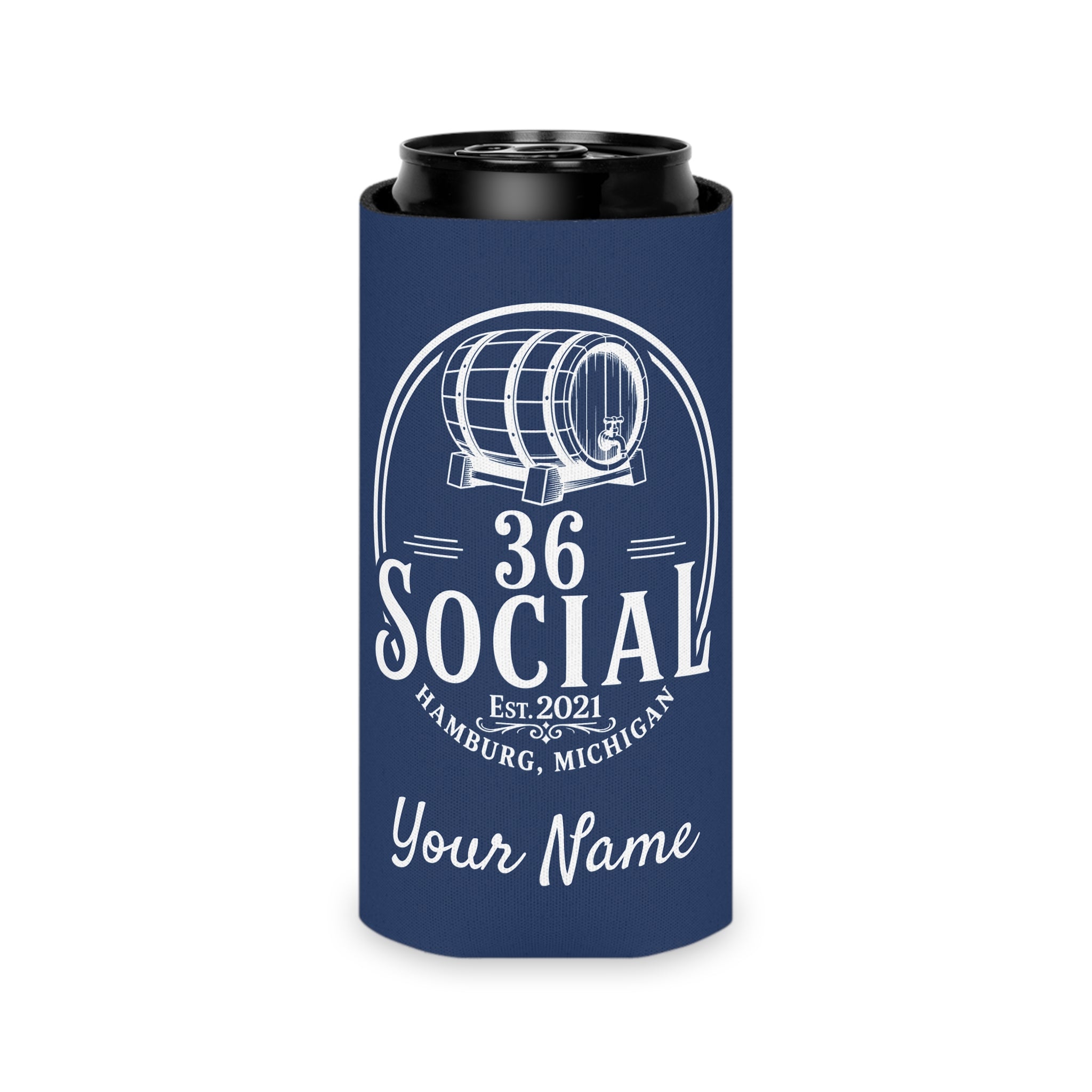 36 Social Logo 2 SL Can Cooler - Skinny - Dark Blue (Satisfy)