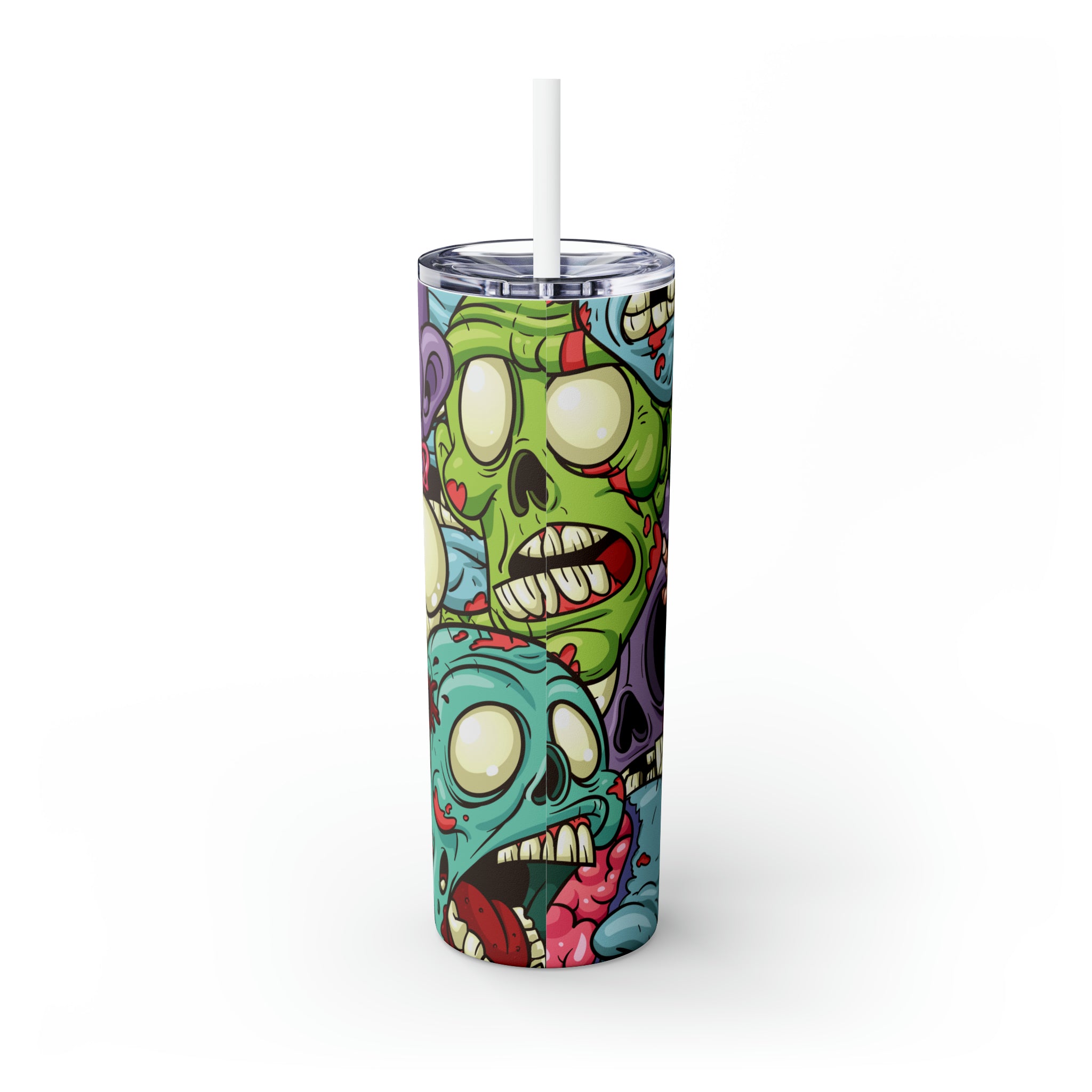 Zombies Skinny Steel Tumbler with Straw, 20oz