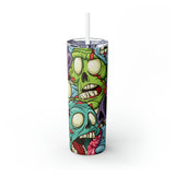 Zombies Skinny Steel Tumbler with Straw, 20oz