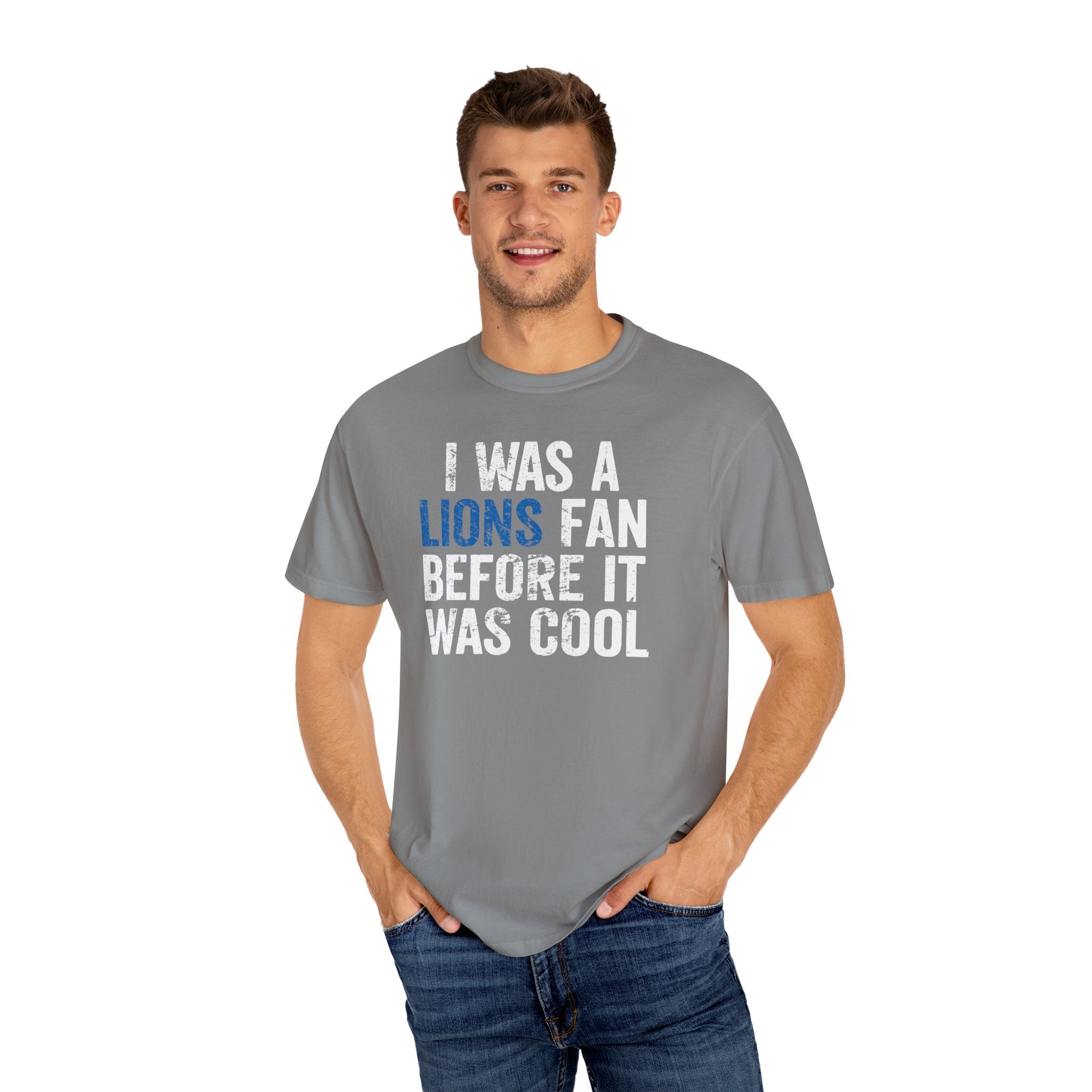 I Was a Lions Before It Was Cool Blue & White Premium T-Shirt - Unisex