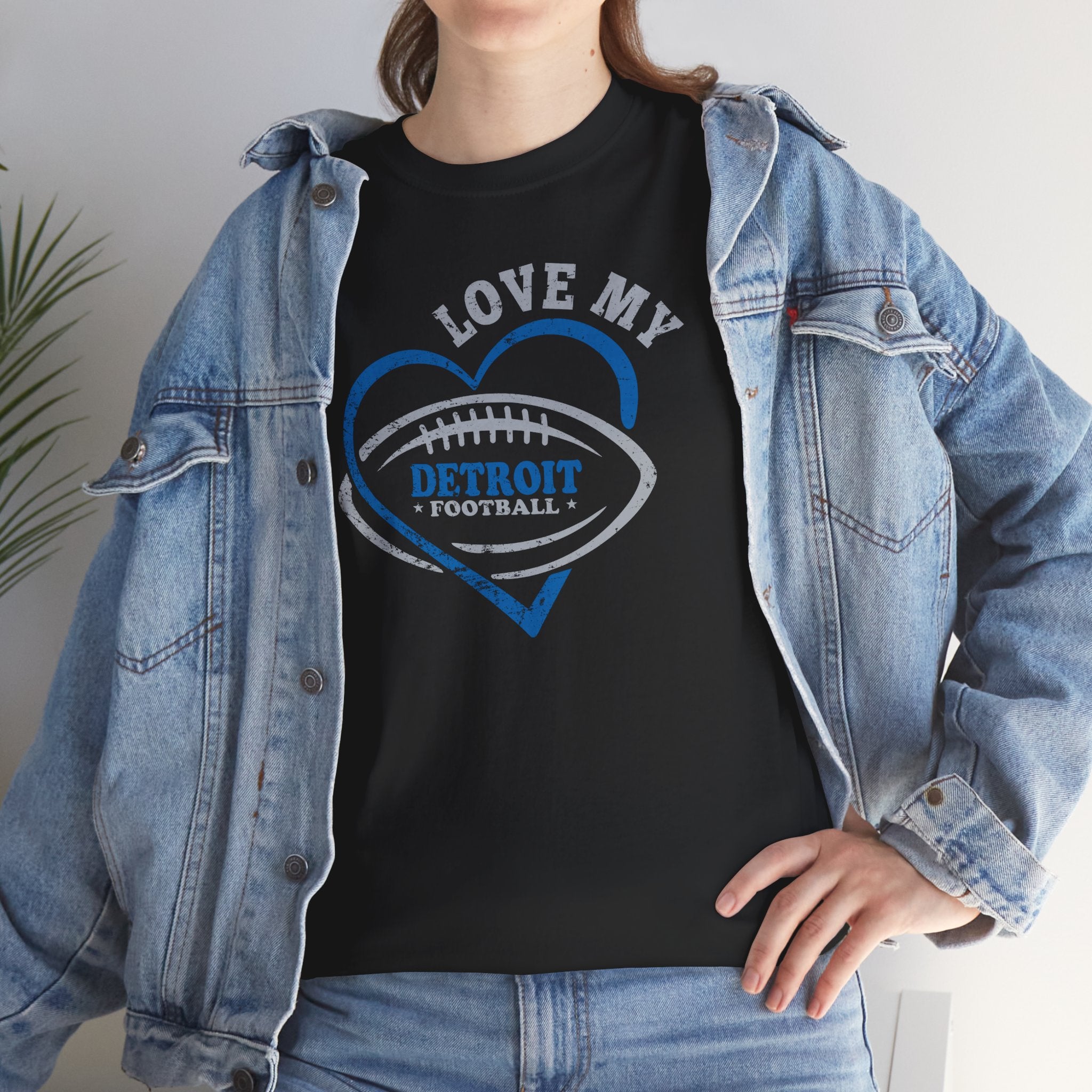 Love Detroit Football Blue & Gray Basic T-Shirt - Unisex