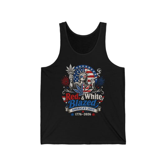Funny Statue Blazed 250th Anniversary Patriotic Americana Basic Tank Top - Unisex