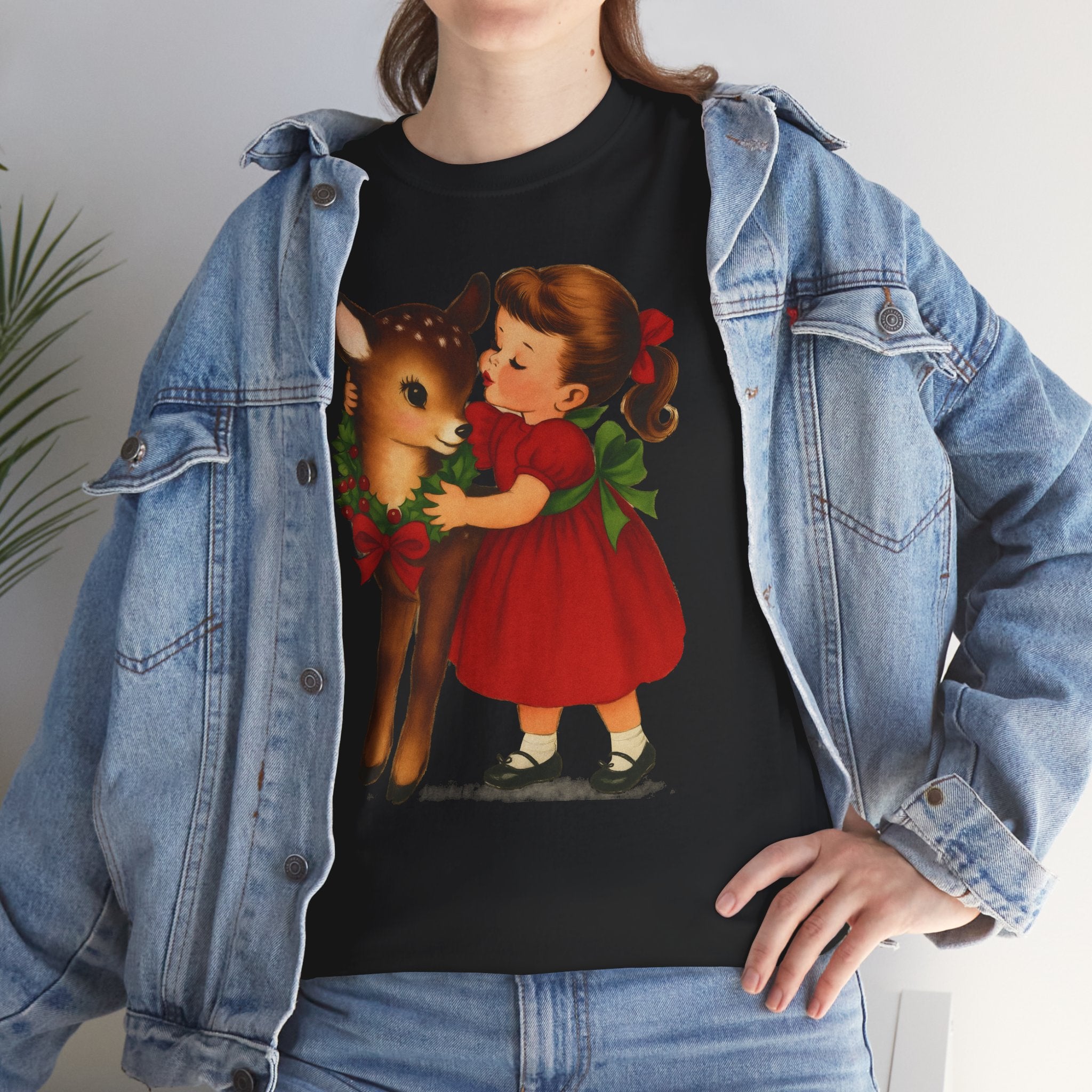 Girl Hugging Fawn Basic T-Shirt - Unisex