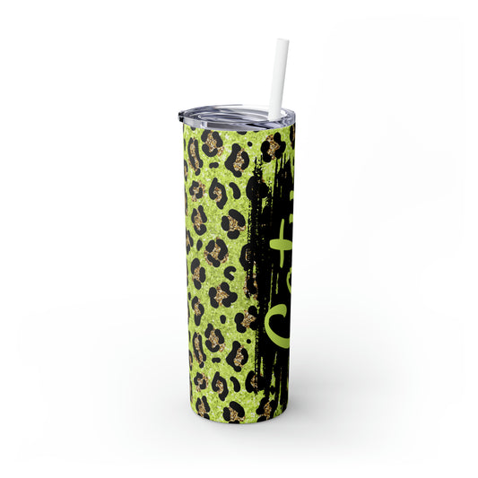 Leopard Personalized Skinny Steel Tumbler with Straw, 20oz