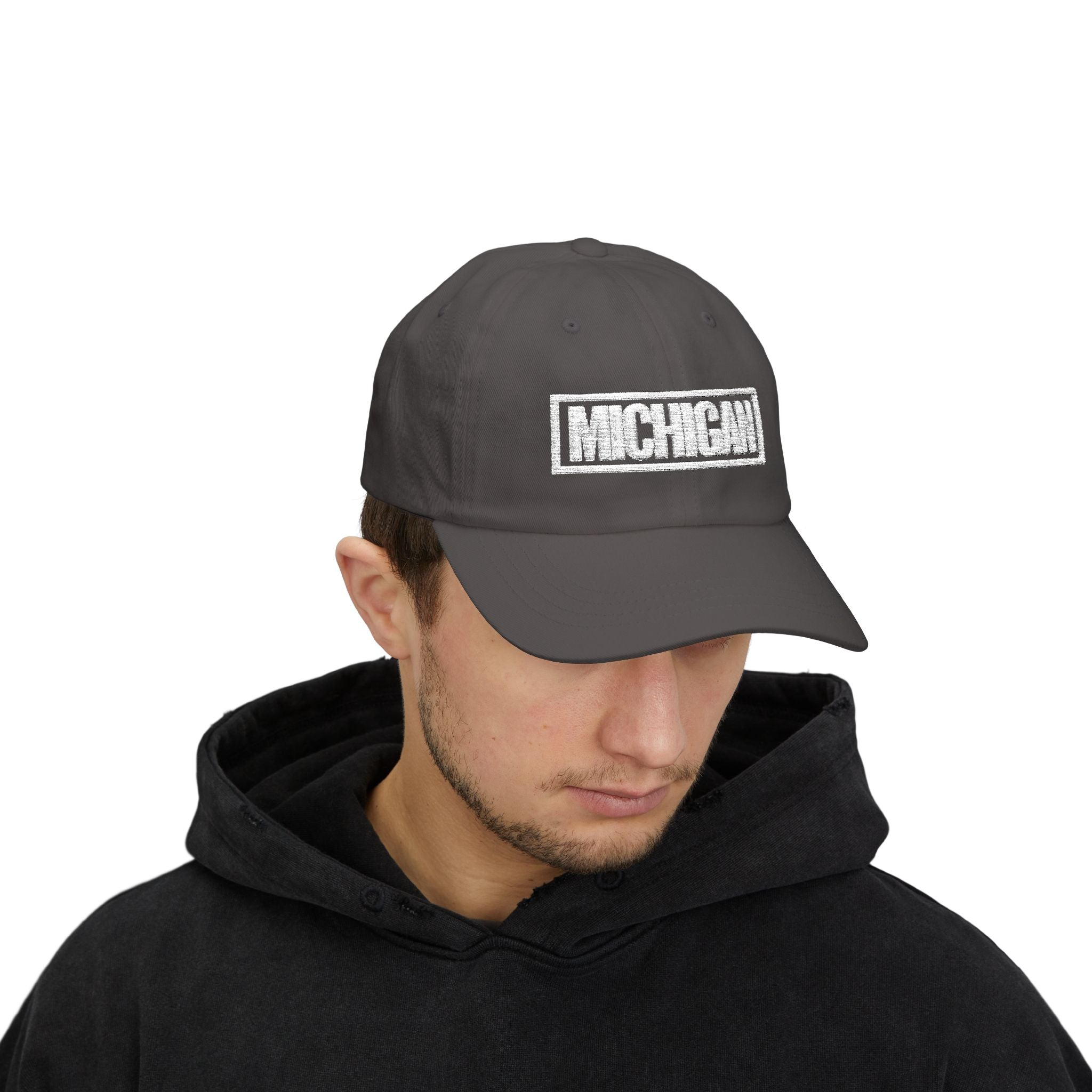 Michigan Bold & Square White Embroidery Dad Cap